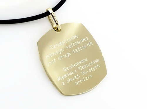 Złota zawieszka prostokątna z wypukłymi brzegami 35mm