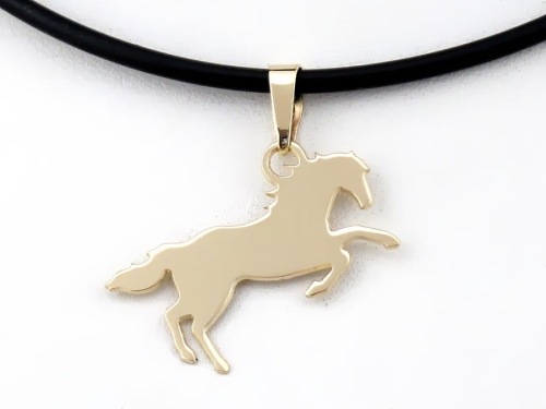 Złota zawieszka błyszczący koń 21mm