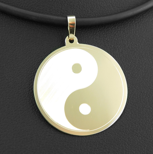Złota zawieszka duże Yin Yang