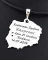 srebrny wisior Polska z dedykajcą