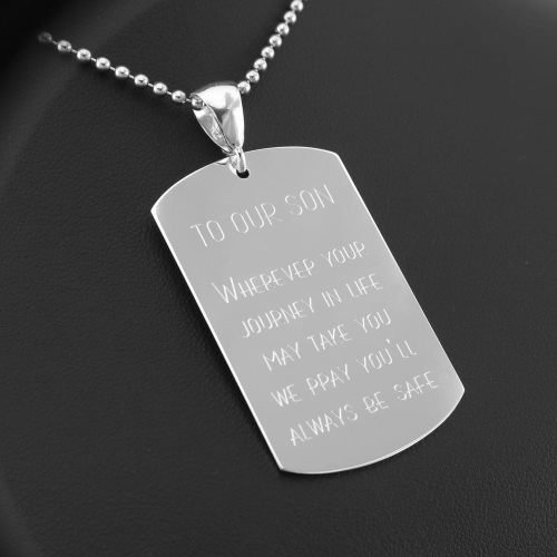 Srebrny nieśmiertelnik 45mm  z dedykacją