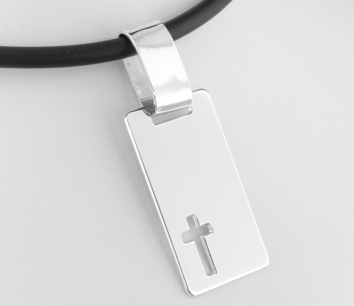 Srebrna zawieszka z wysoką masywną przelotką