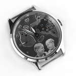 Zegarek mechaniczny z grawerowaną tarczą ze srebra