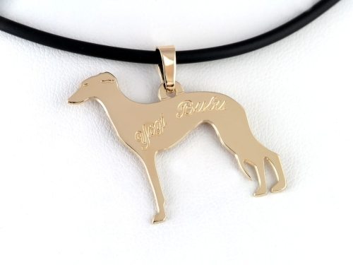 Złota zawieszka pies Whippet