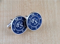 Srebrne spinki do mankietów z błękitną emalią