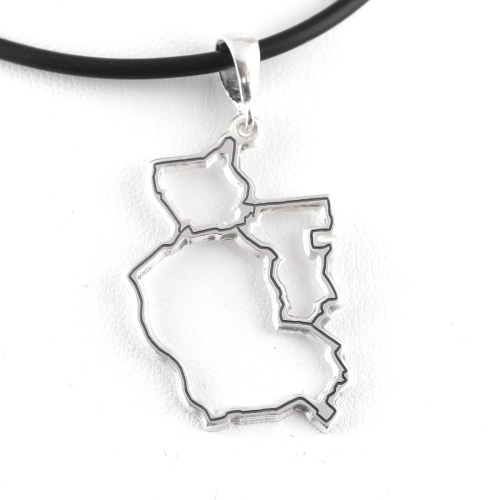 Srebrny wisior zarys mapy