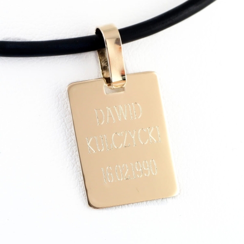 Złota prostokątna zawieszka