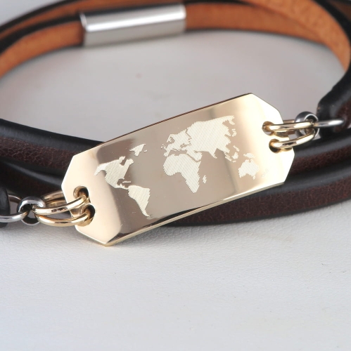 Złota blaszka do skórzanej bransolety