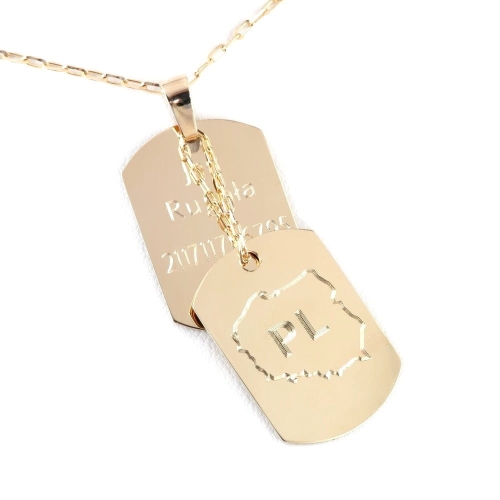 Złoty komplet połączonych nieśmiertelników