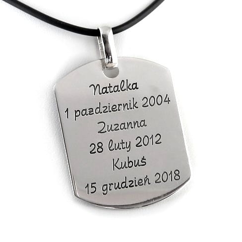 Duży srebrny niesmiertelnik do grubego łańcucha