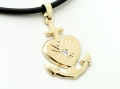 Złota zawieszka krzyżyk, serce, kotwica