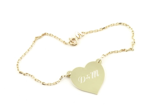 Złota bransoleta z grawerowanym serduszkiem