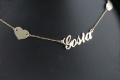 Złoty naszyjnik dwa serduszka i imię Gosia