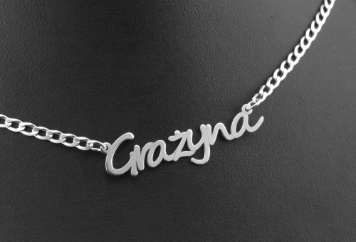 Srebrny naszyjnik z imieniem Grażyna