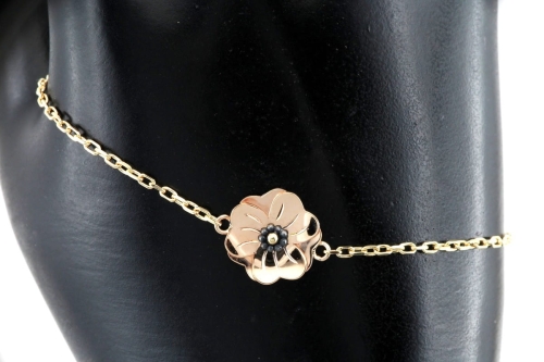 Złota bransoletka kwiat maku