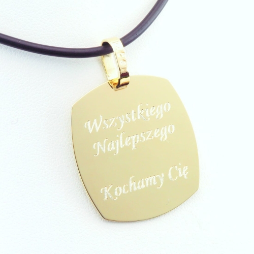 Złota zawieszka z wypukłymi brzegami oraz ramką 28 mm