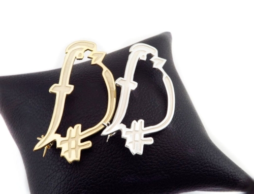 Komplet srebrnych broszek  - logo chóru skowronek