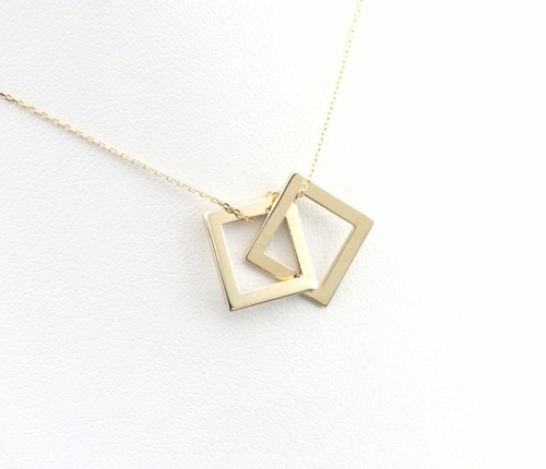 Złota zawieszka przeplecione kwadraty