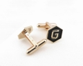Złoty spersonalizowany komplet spinki do mankietów i pin do marynarki