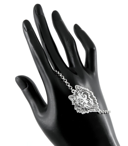 Srebrna bransoleta z głową wilka