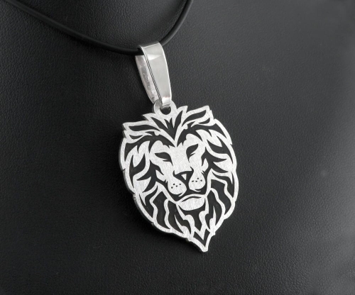 Srebrna zawieszka lew duża głowa lwa