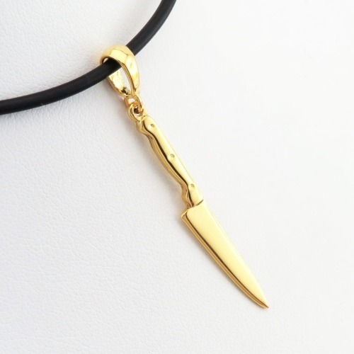 Srebrna złocona zawieszka nóż kuchenny