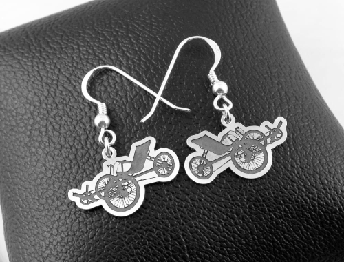 Srebrne kolczyki rower 3 kołowy