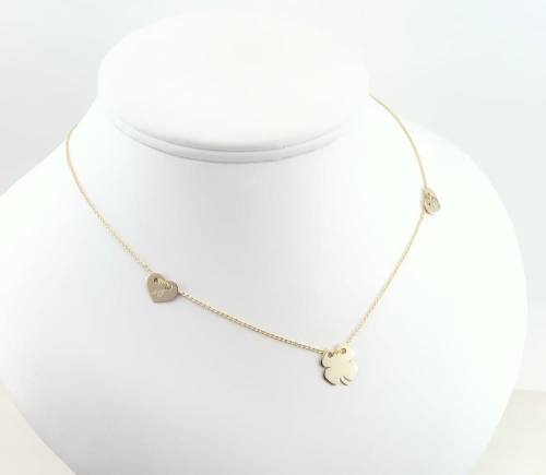 Złoty naszyjnik celebrytka z kwiatkami