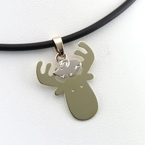 Złoty wisior łoś i myszka