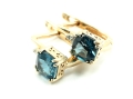 Kolczyki z niebieskim topazem i diamentami