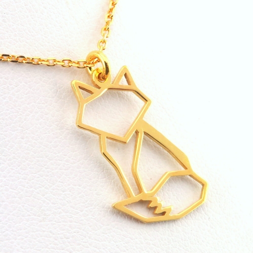 Złoty naszyjnik lisek origami