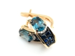 Kolczyki z diamentami z szafirami i topazami London Blue