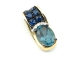 Zawieszka z diamentami, szafirami i topazem London Blue