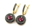 Kolczyki z czarnymi diamentami i rubinem