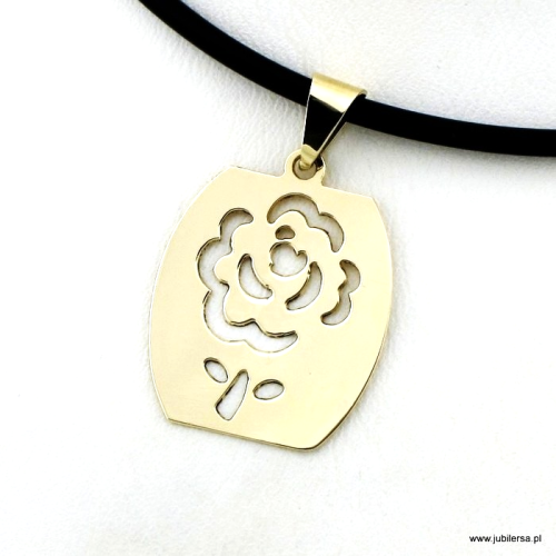 Złota zawieszka kwiatek 18 mm