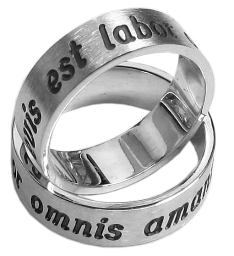 Obrączka srebrna z napisem głębokim