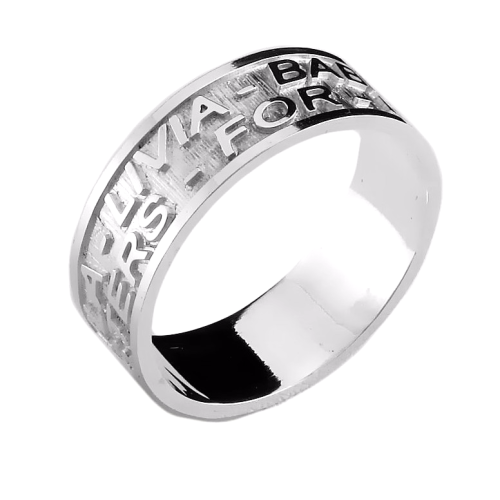 Srebrna obrączka z napisem z wierzchu