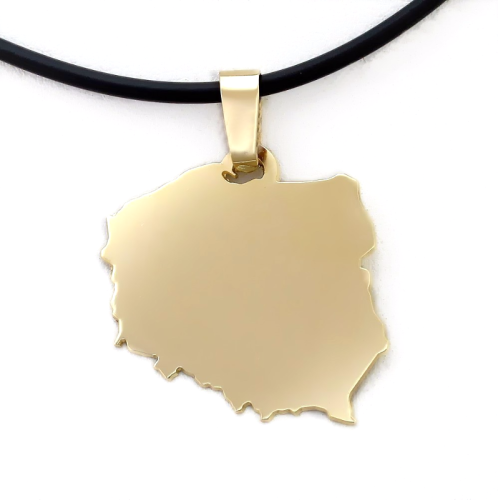 Złota zawieszka Polska kontur kraju
