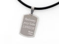Nieśmiertelnik z białego złota z grawerem dedykacji