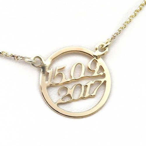 Złoty naszyjnik - data w okręgu