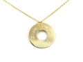 Złoty naszyjnik z krążkiem z grawerem