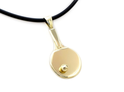 Złoty wisior rakietka pingpongowa