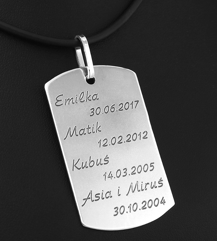 Bardzo duży srebrny nieśmiertelnik