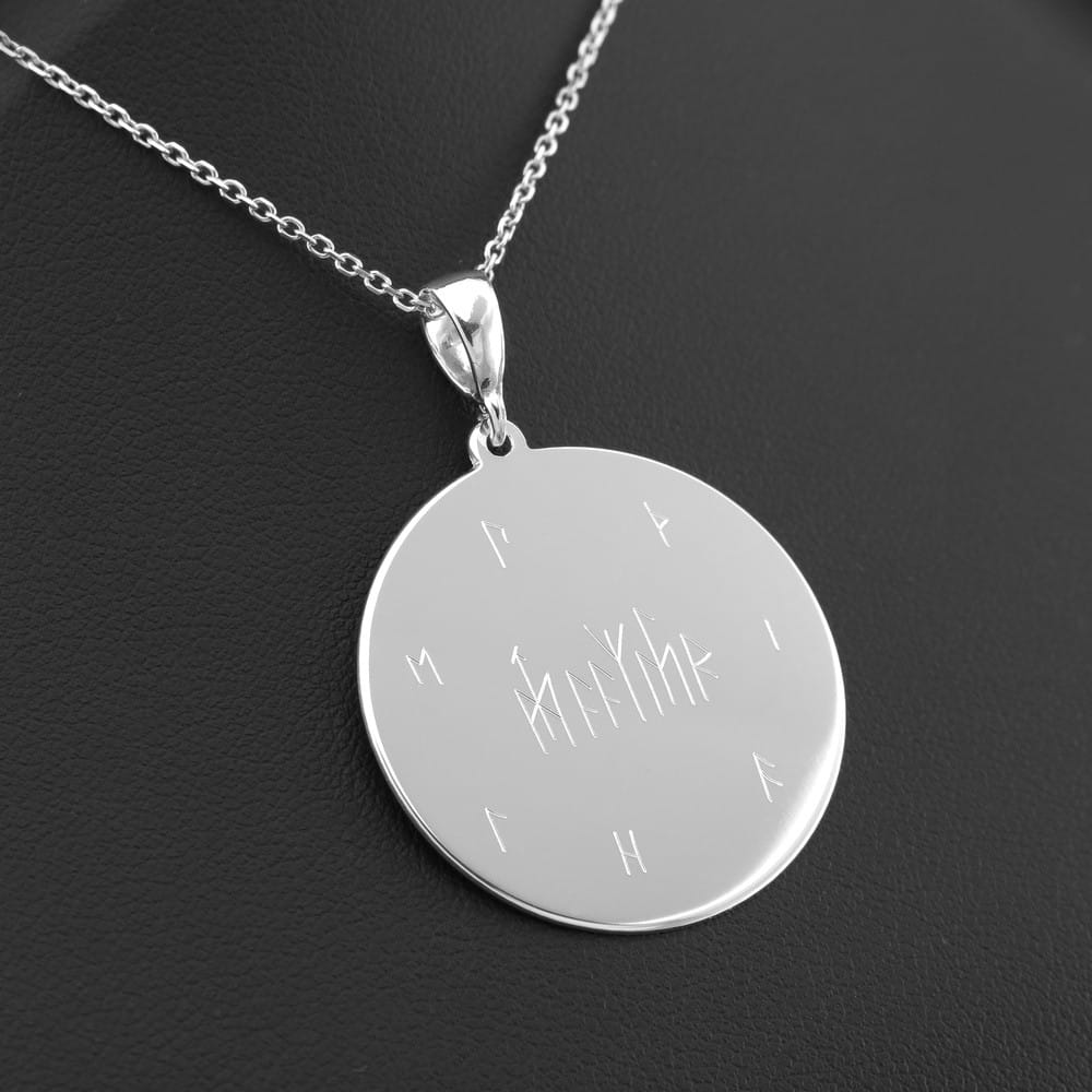 Srebrny okrągły wisior z runami