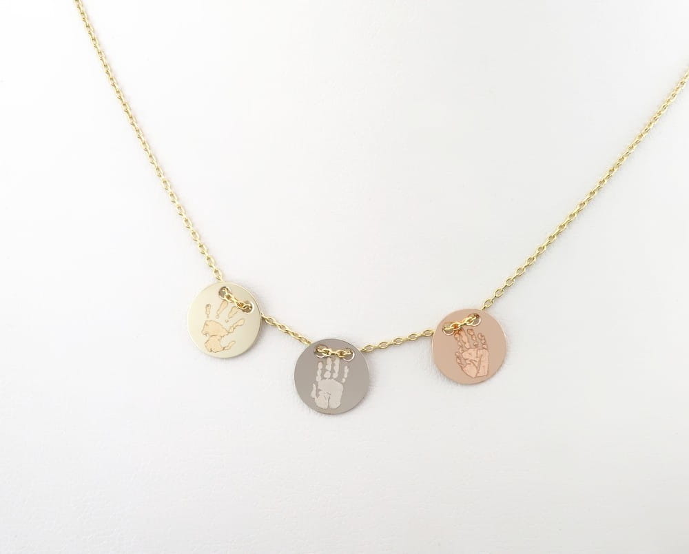 Złoty naszyjnik 3 odciski dłoni