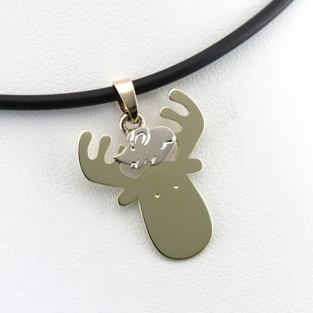 Złoty wisior łoś i myszka