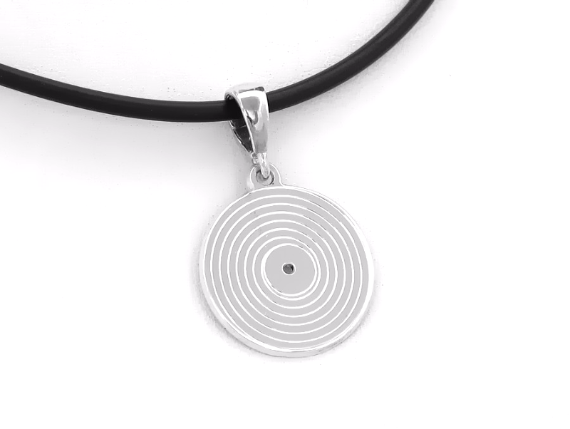 srebrna zawieszka płyta winylowa