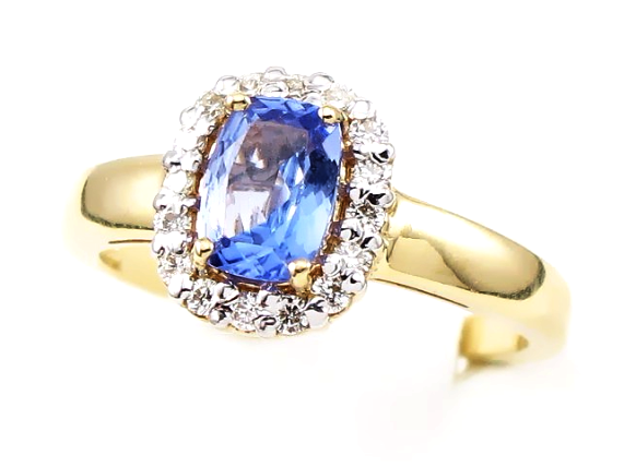 Pierścionek z diamentami i tanzanitem