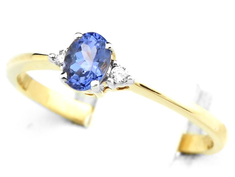 Pierścionek z diamentami i tanzanitem